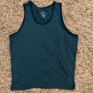 Nike Dri-Fit Miler Singlet Running Green Tank Large